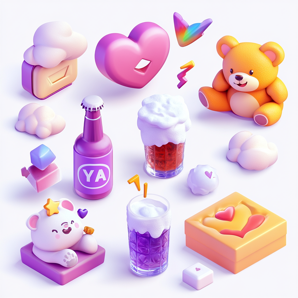 Cute 3D Emojis and Icons Vector Illustration Set