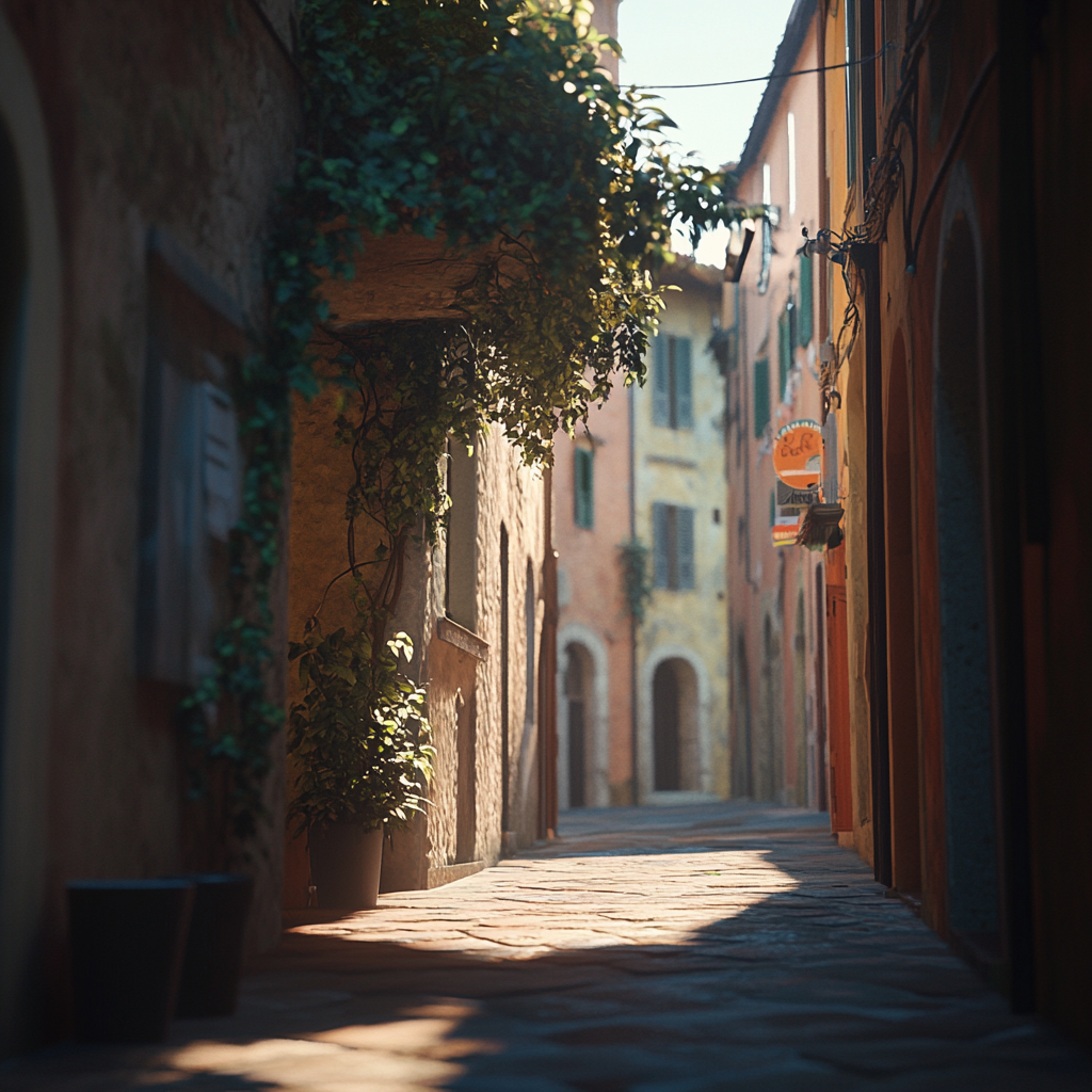 Detailed Lucca Italy view with soft lighting, beautiful colors.