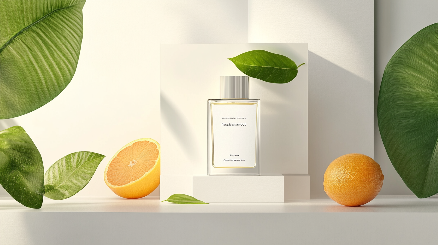 Eco-Friendly Japanese Minimalist Web Interface Mockup: Citrus Woody Fragrance, White - 16:9