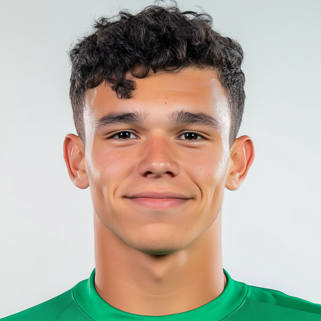 French footballer in AS Saint Etienne jersey smiling portrait.