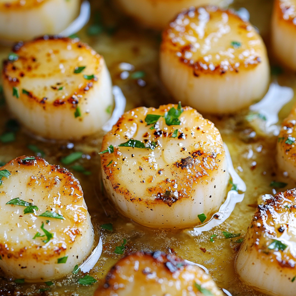 Garlic Butter Baked Scallops with Lemon and Parsley