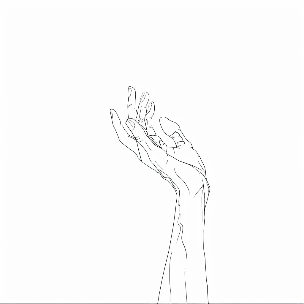 Hand sketch with two fingers on white background.