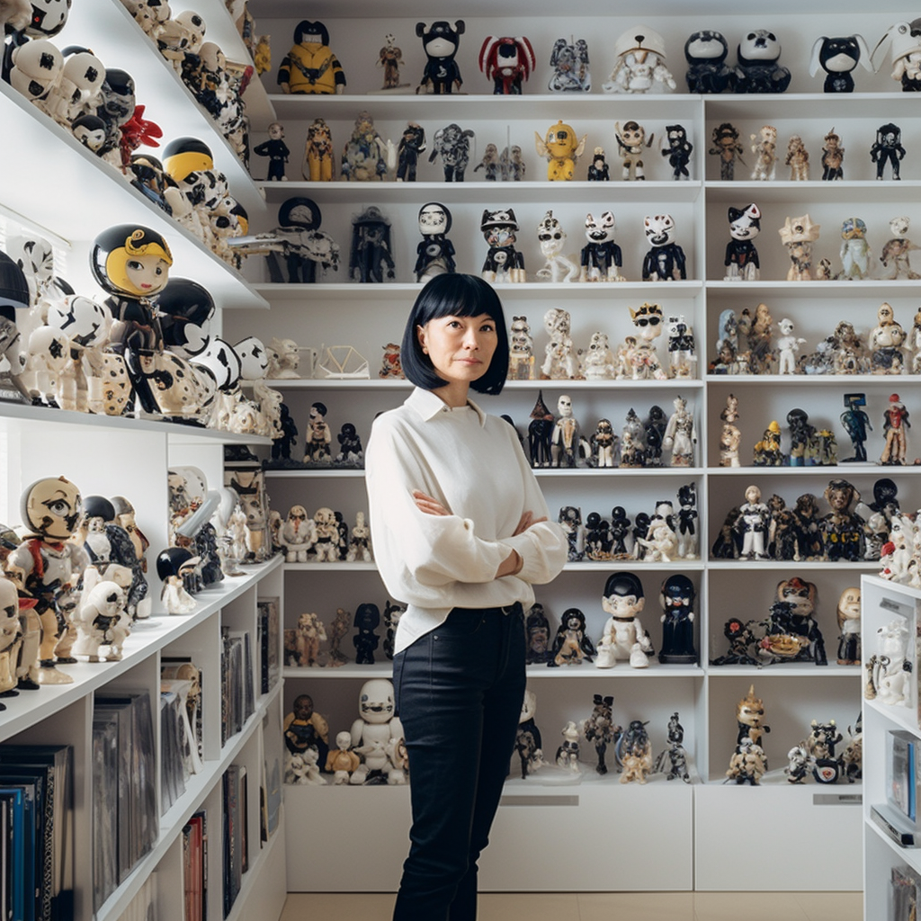 Japanese Woman in Tokyo Studio with Anime Figurines