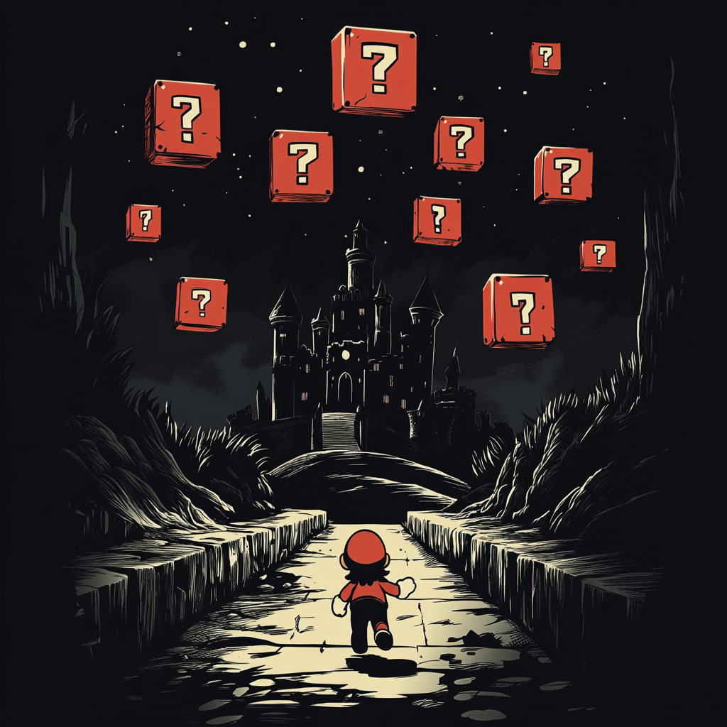 Mario t-shirt with dark fantasy design, D&D inspiration.