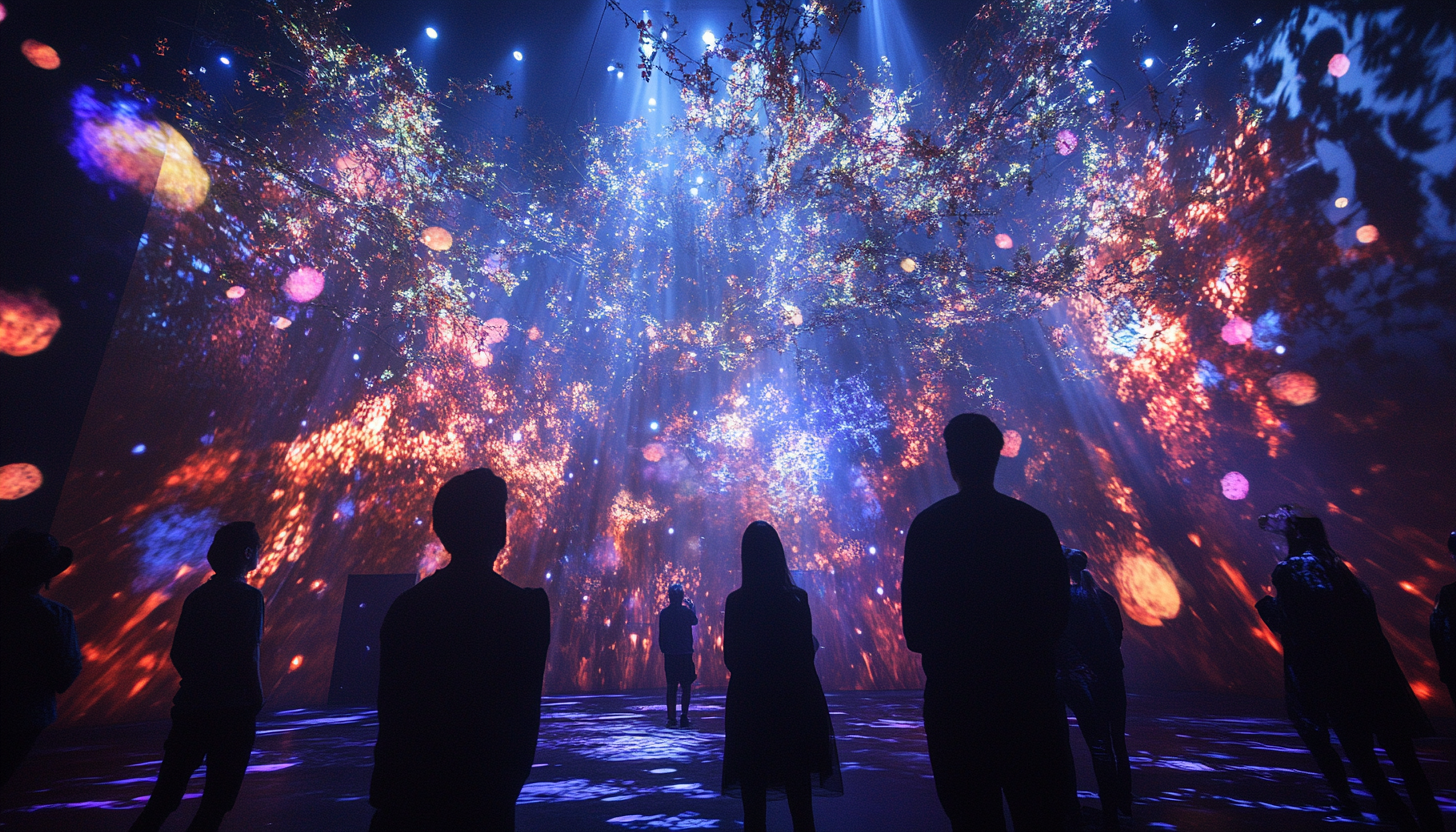 Mesmerizing light show captivates audience with stunning holographic projections.