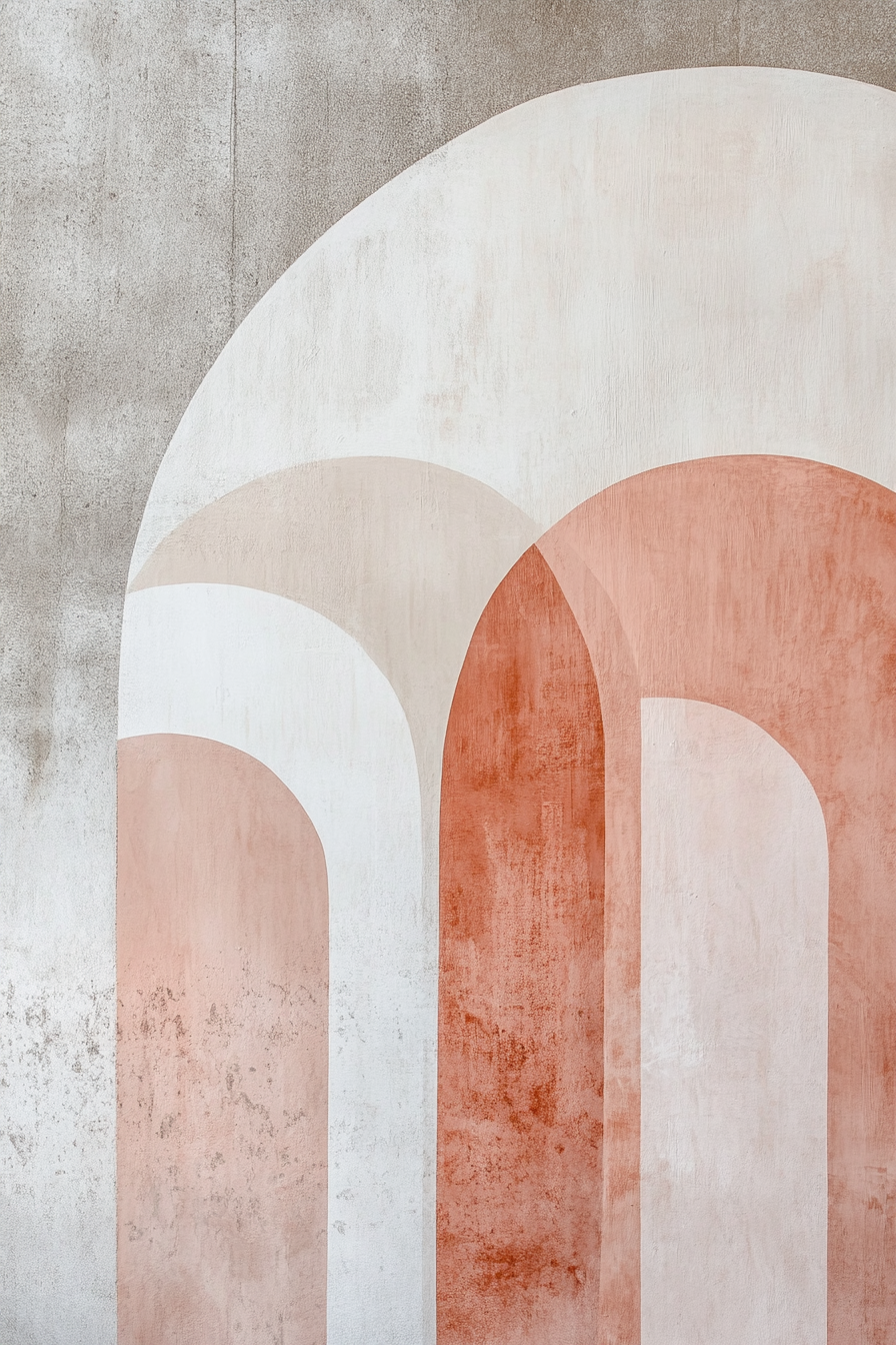 Minimalist abstract artwork with geometric shapes in soft tones.