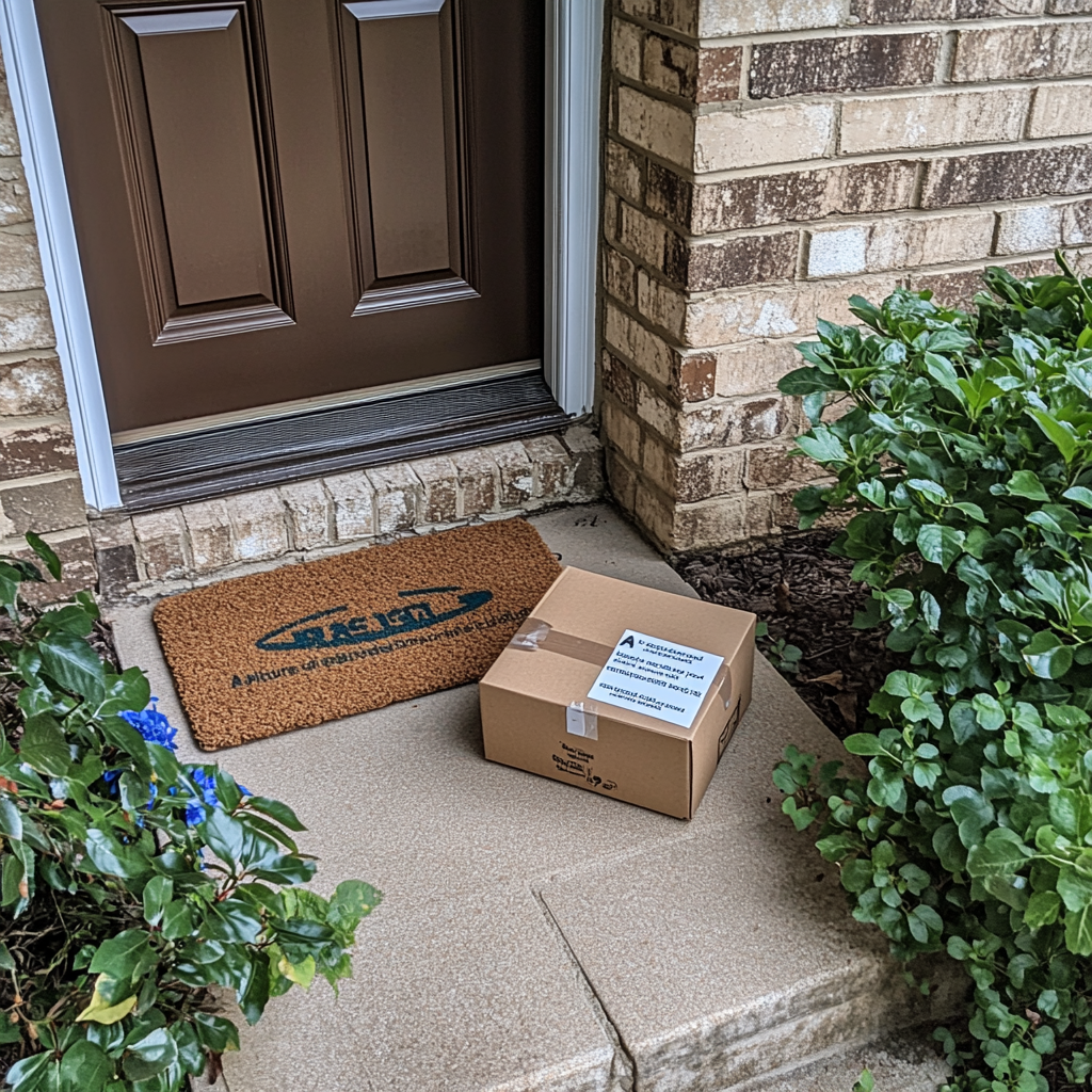 Package delivered on porch, in perfect condition.