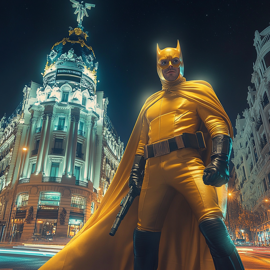 Realistic Luke Skywalker-inspired superhero on Gran Vía