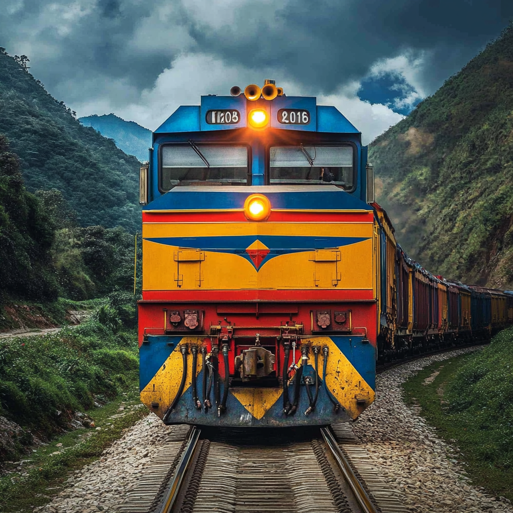 Realistic photo of giant locomotive in Latin America.