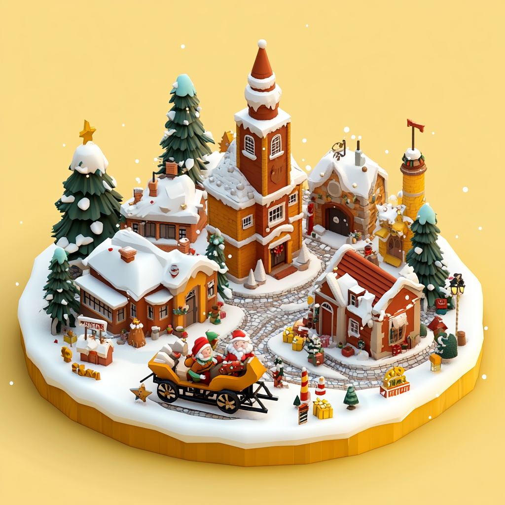 Santa's Village in Low Poly Game Style