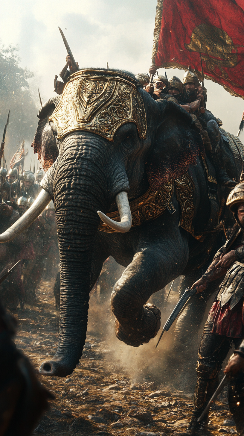 Scipio Africanus defeats Hannibal with elephants in Zama battle.