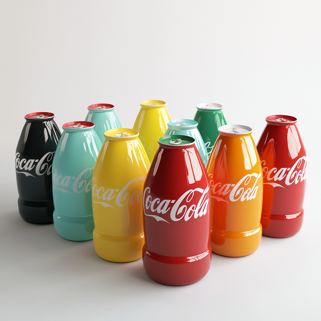 Skincare products with Coca-Cola brand design and colors.