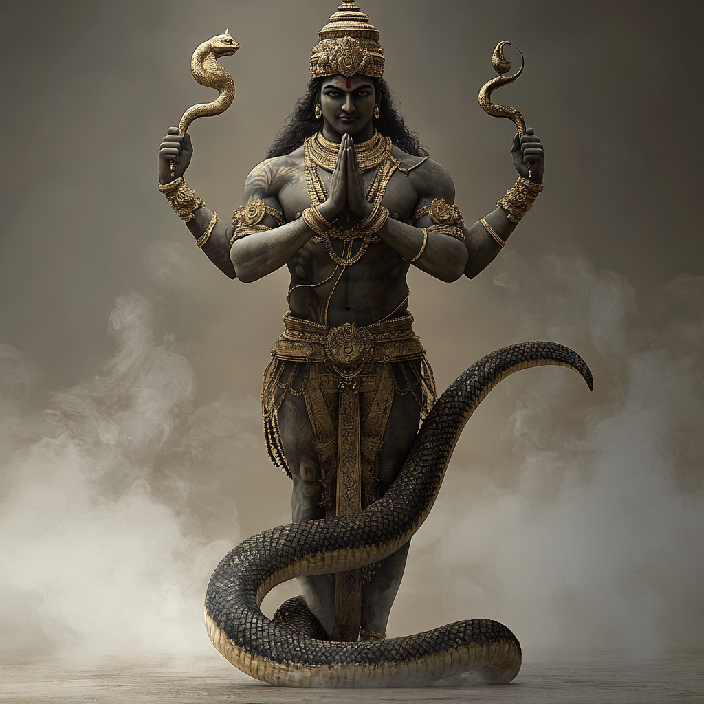 Snake lower body, beautiful devotional Hindu god image.