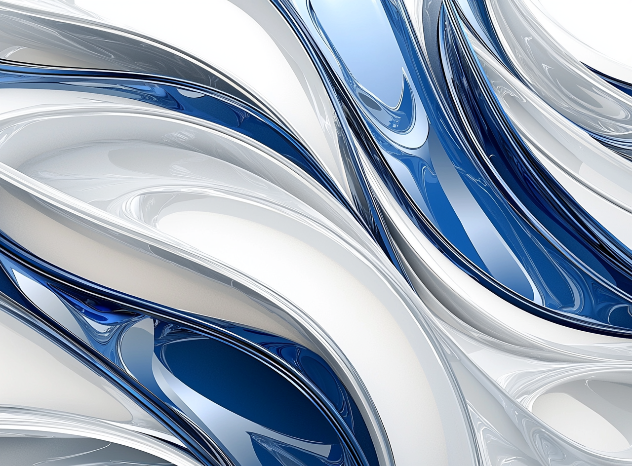 Sophisticated 3D Curved Lines Wallpaper in Sapphire and White