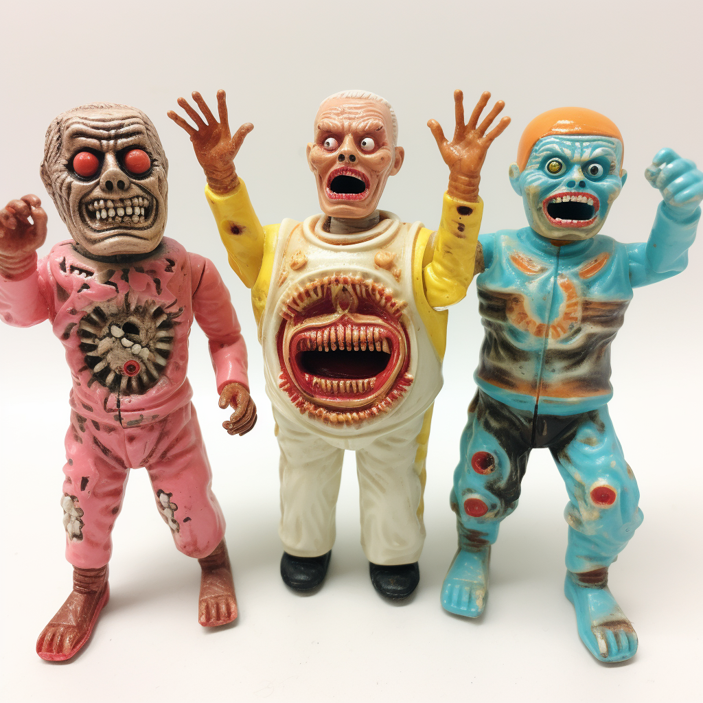 Three 60s Japanese horror figures in vintage sizes.