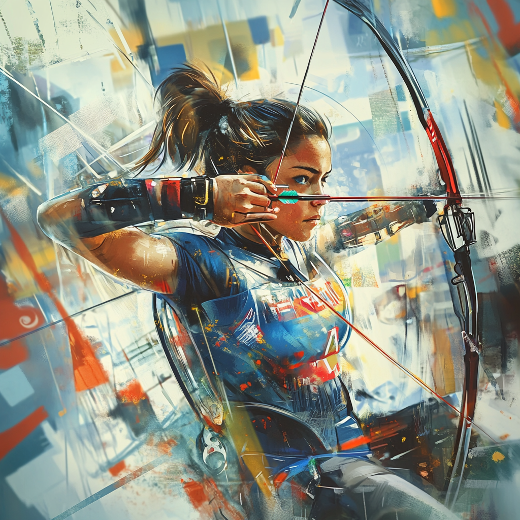 Title: Female Paralympic Archer Demonstrating Focus and Precision