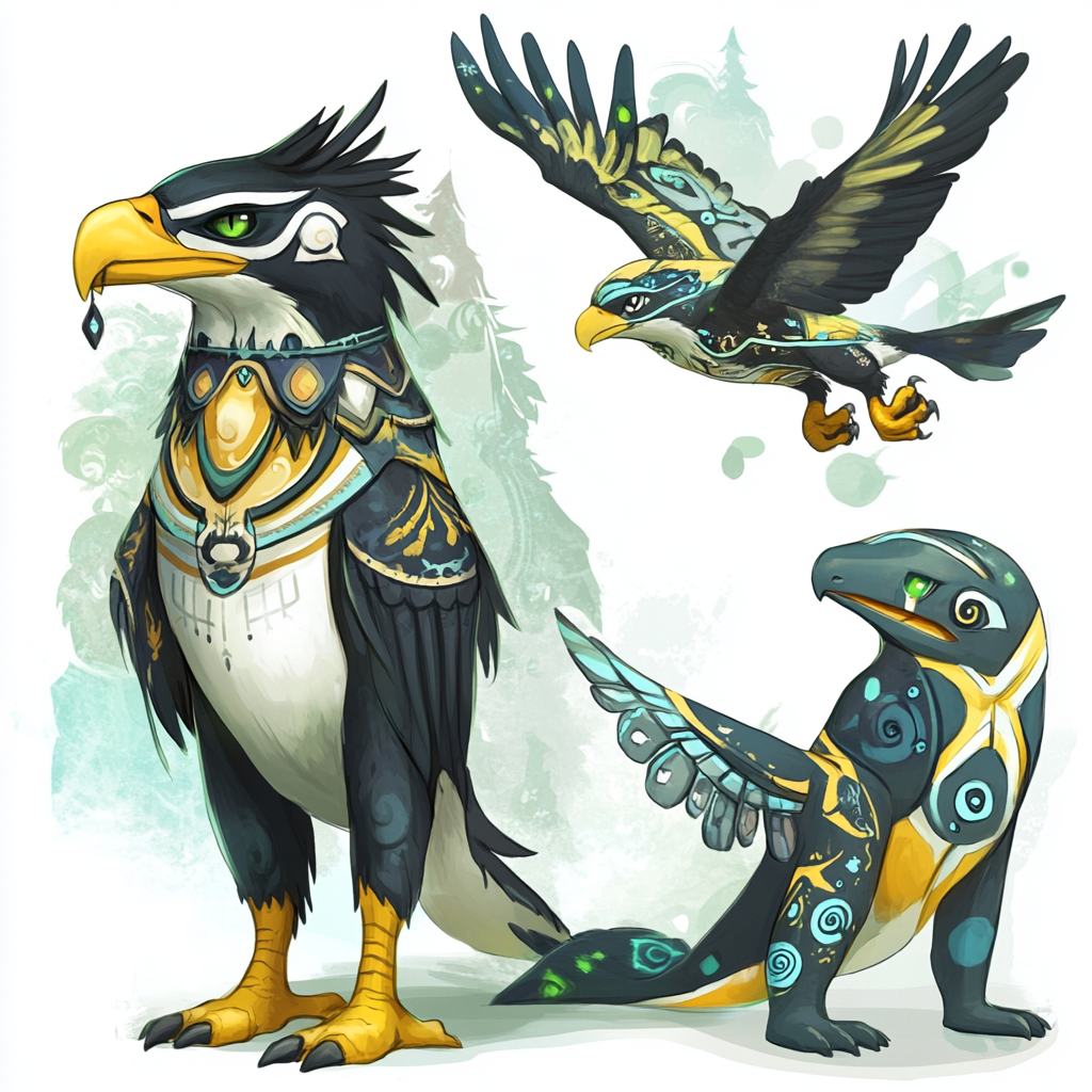 Totem Pokemon evolution starting with eagle, advancing to orca