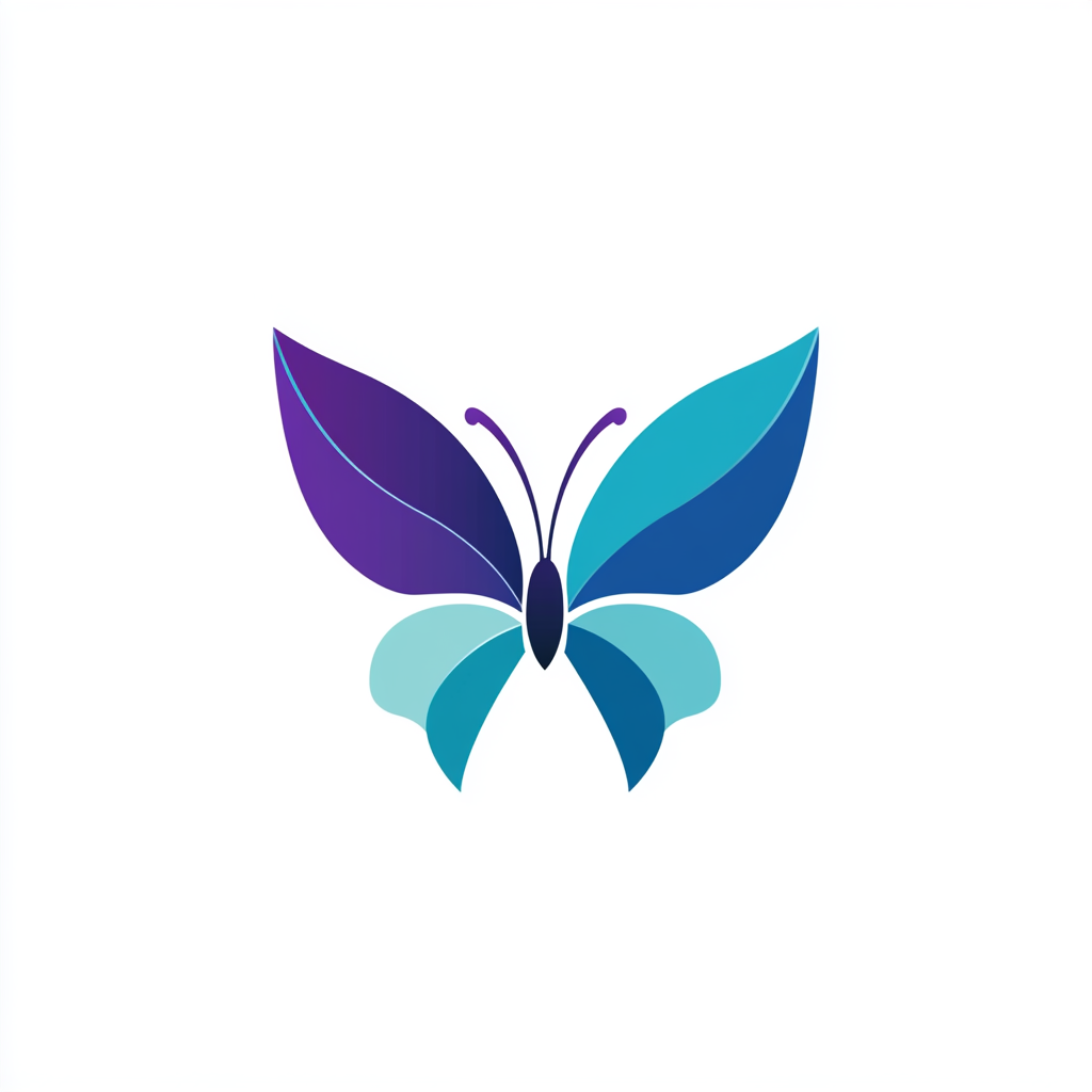 Transformational Coaching Program logo with butterfly symbol, calming tones.