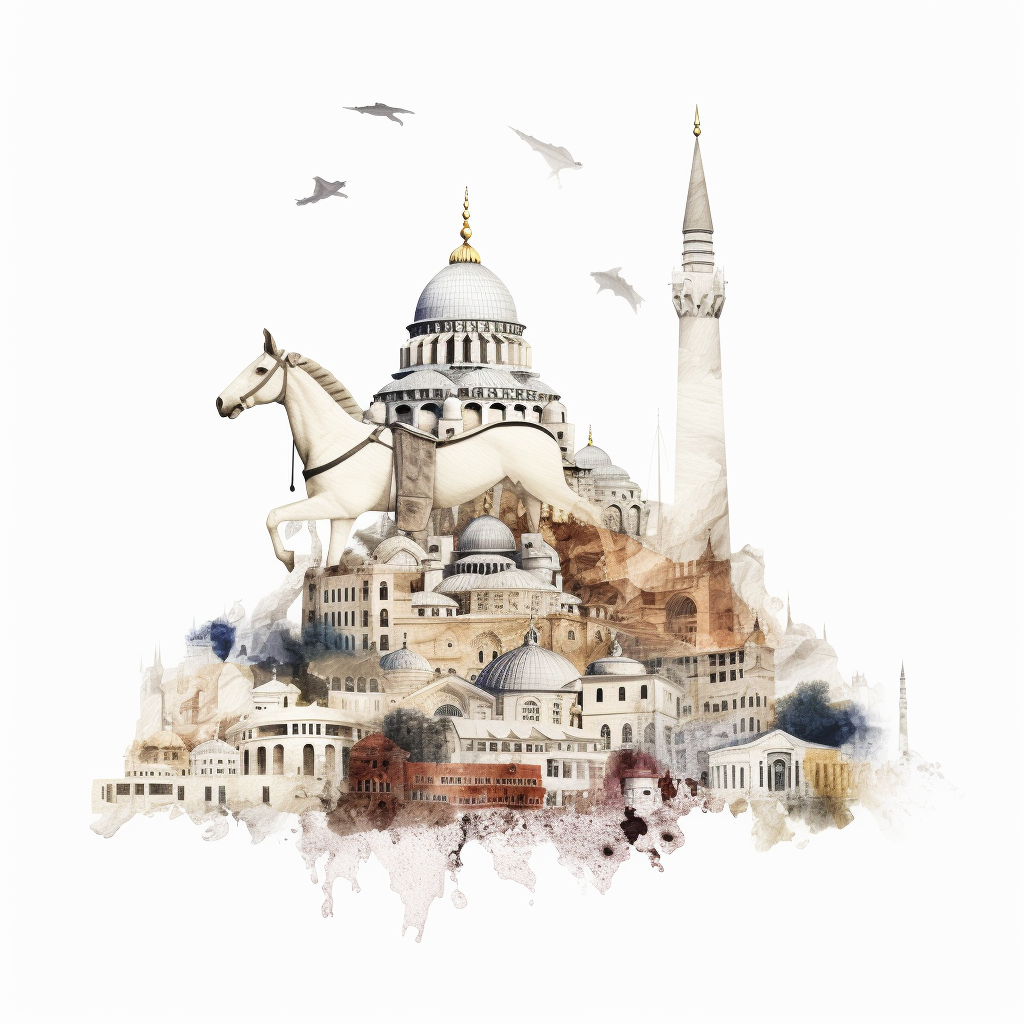 Turkey Tourist Attractions Collage: Galata Tower, Trojan Horse.