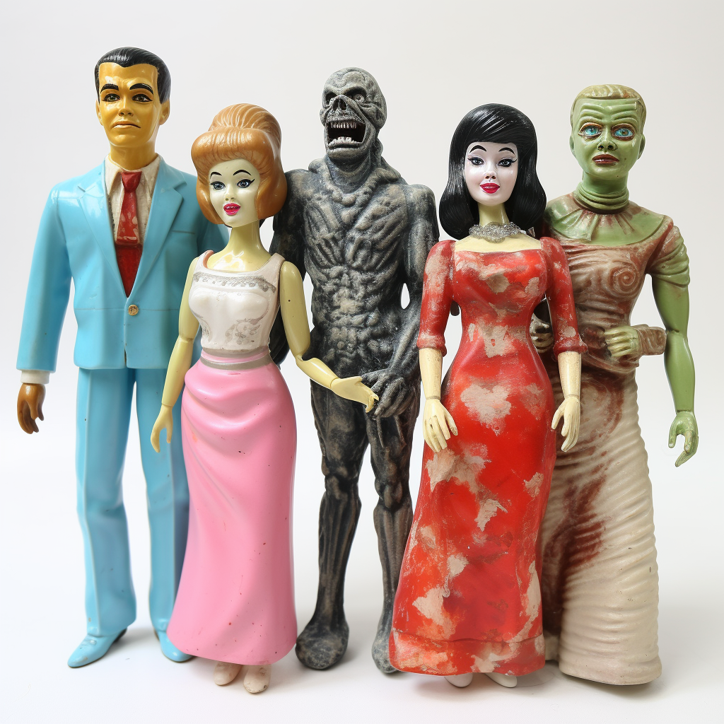 Various sizes vintage Japanese horror figures from 1960s.