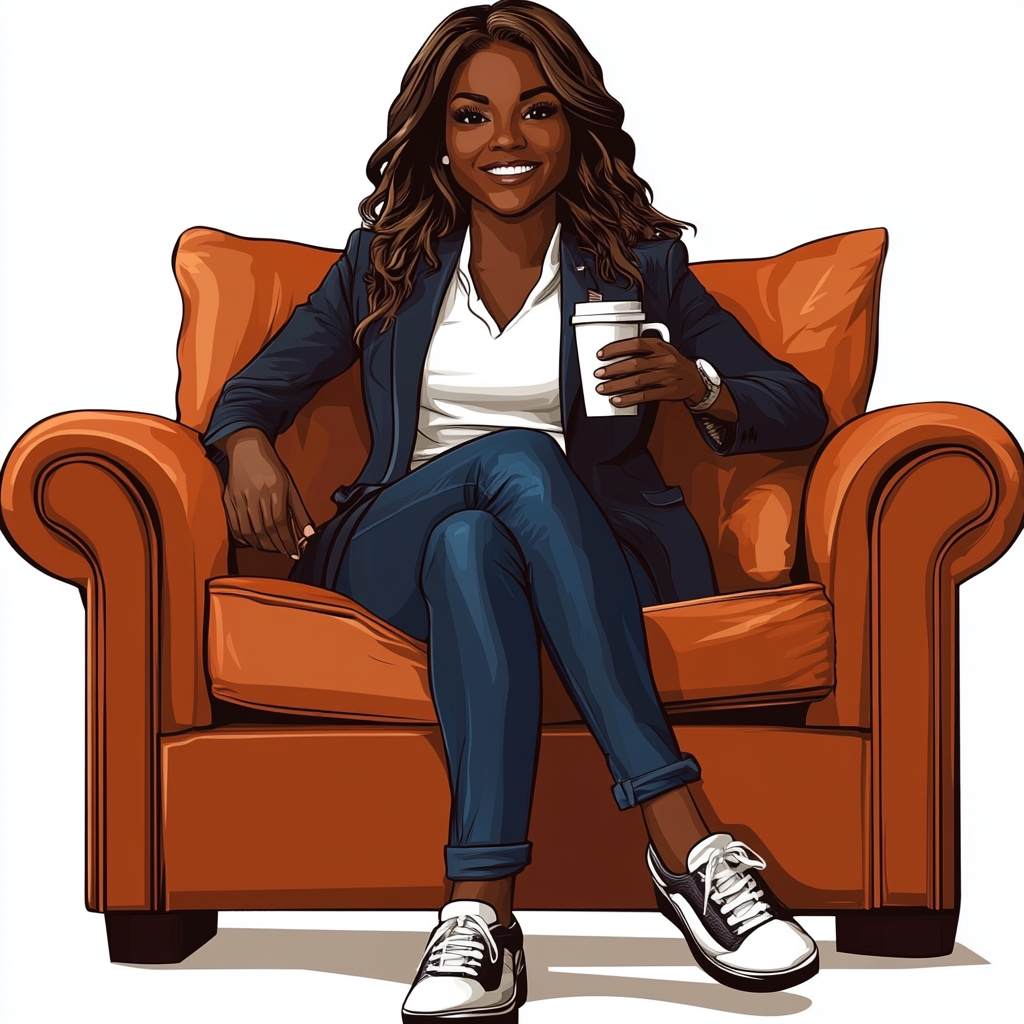 Vector art of black female politician in casual pose.