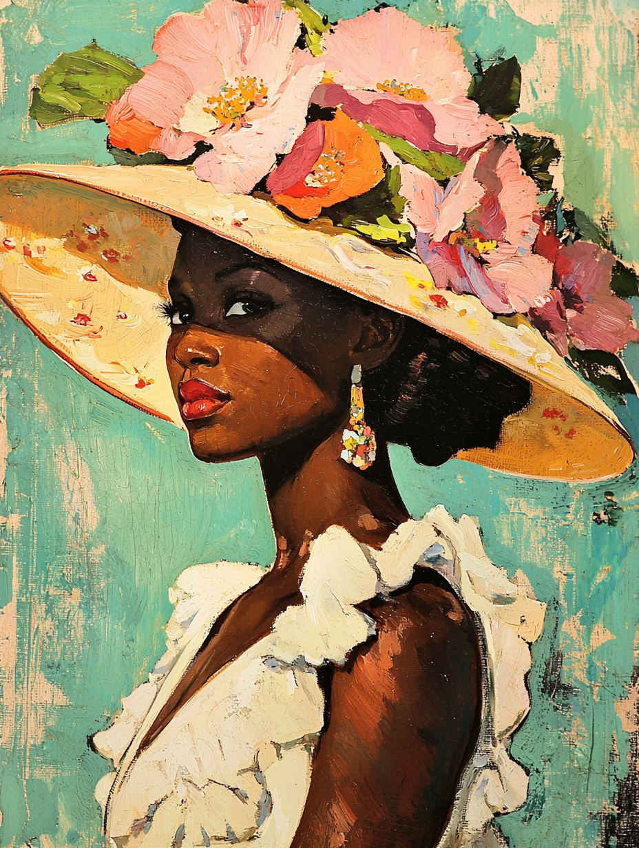 Vintage book cover with black woman in floral hat.