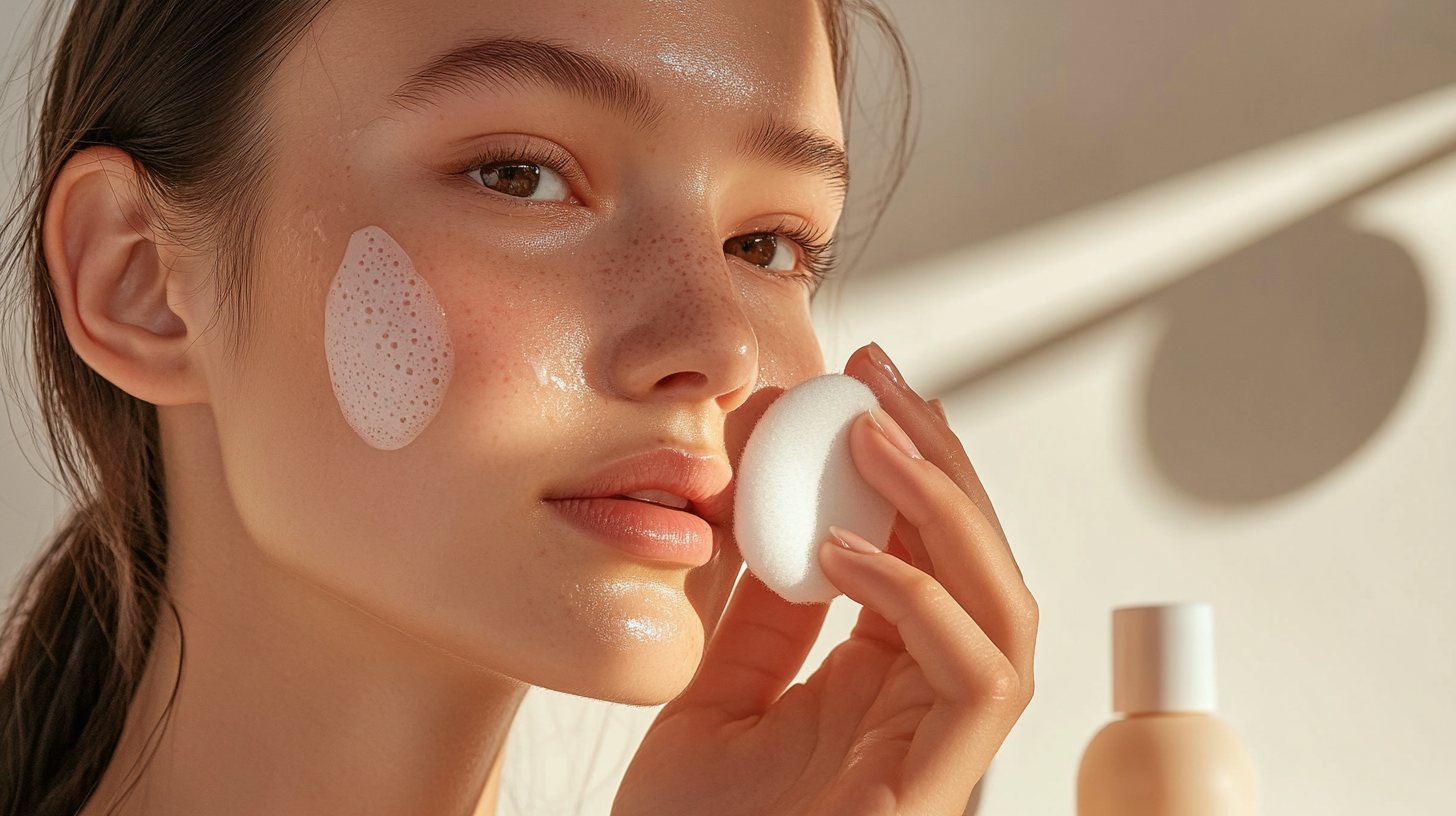 Woman gently cleansing face with micellar water. Healthy skin.