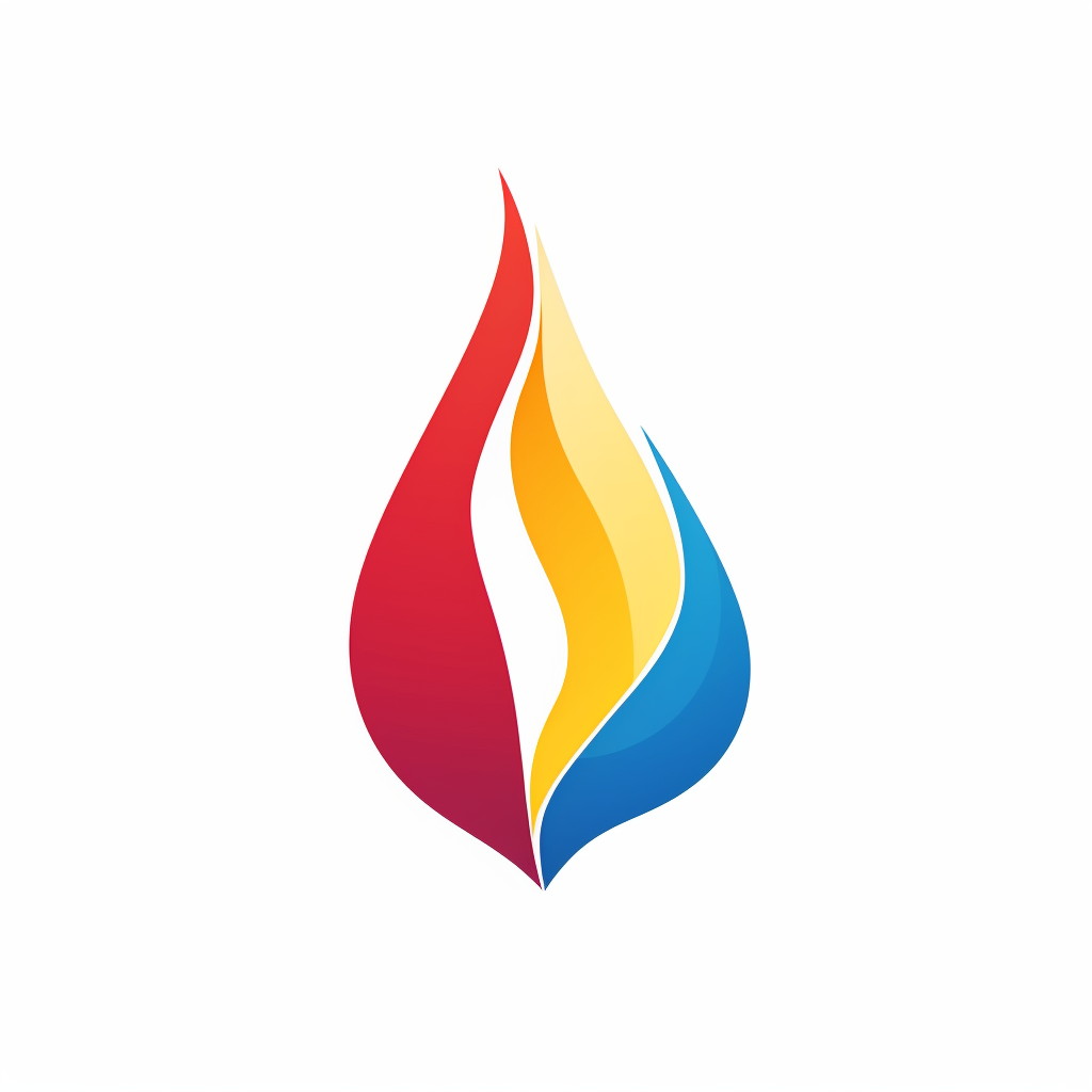 Abstract Spade and Flame in Red, Yellow, and Blue