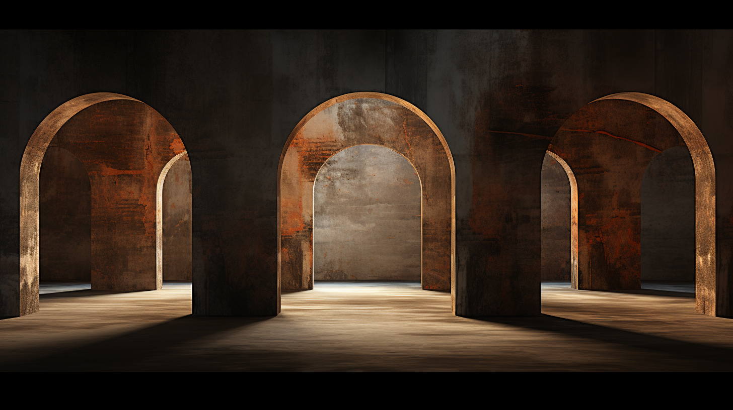 Three Abstract Archways Illuminated