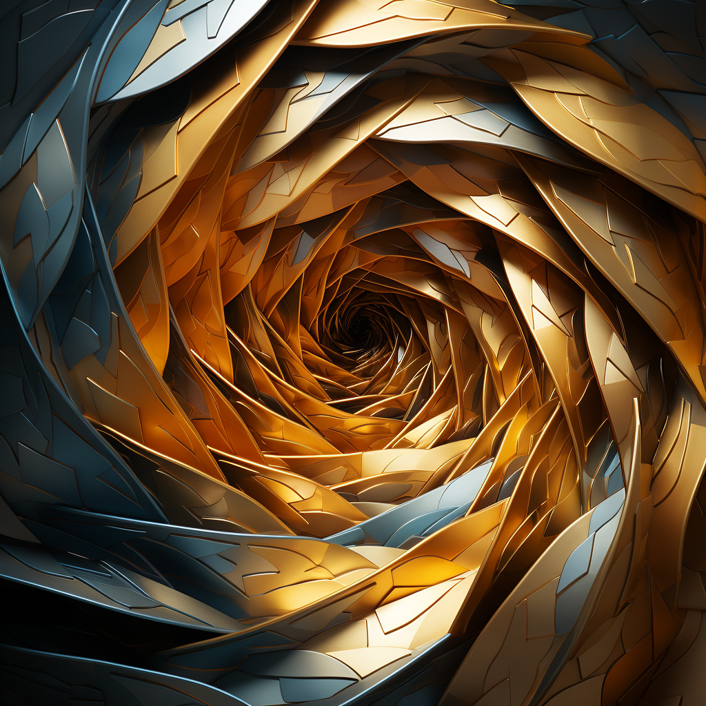 Stylized abstract gold geometry artwork