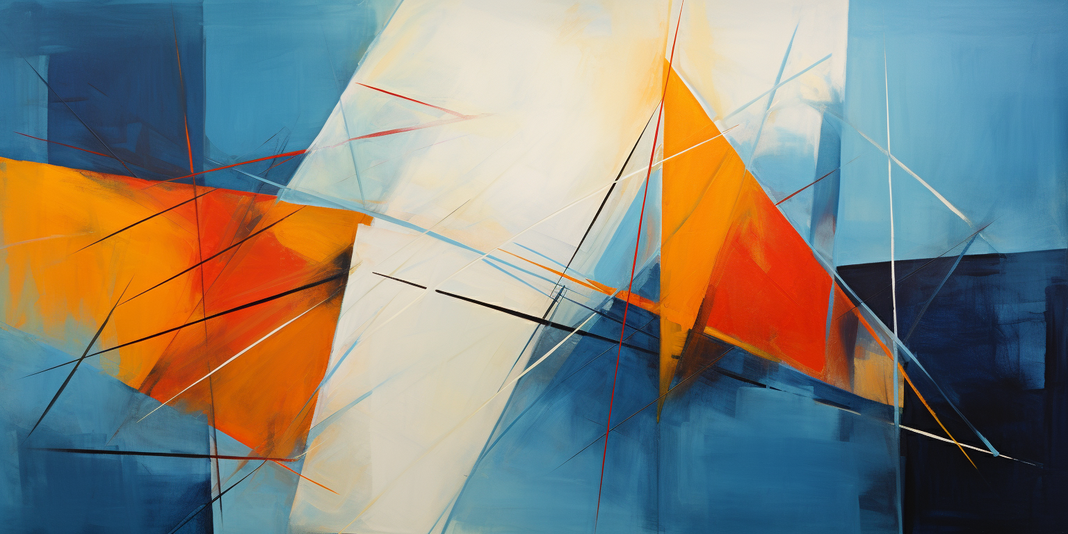 Vibrant abstract painting with diagonal lines