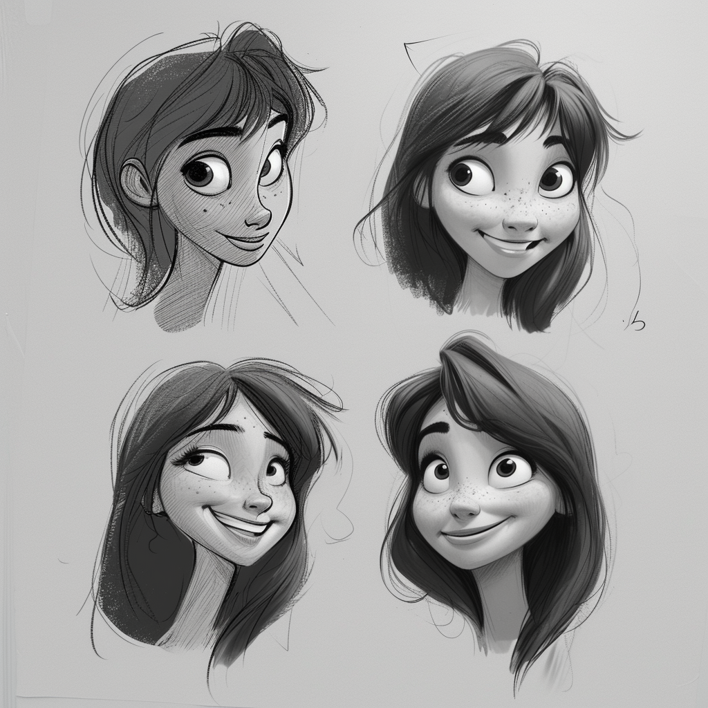 Actress smiling model sheet