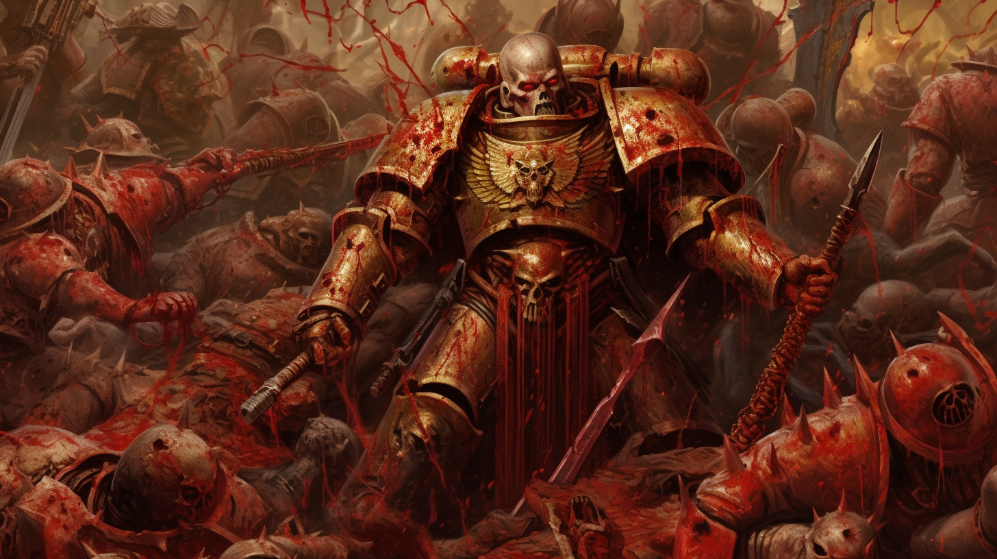 Adeptus Custodes fighting Bloodletters in detail