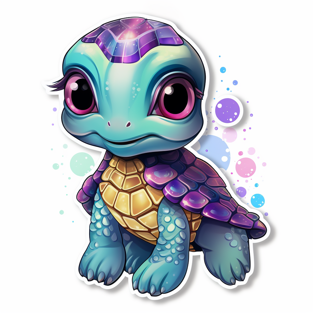 Cute goth turtle sticker design