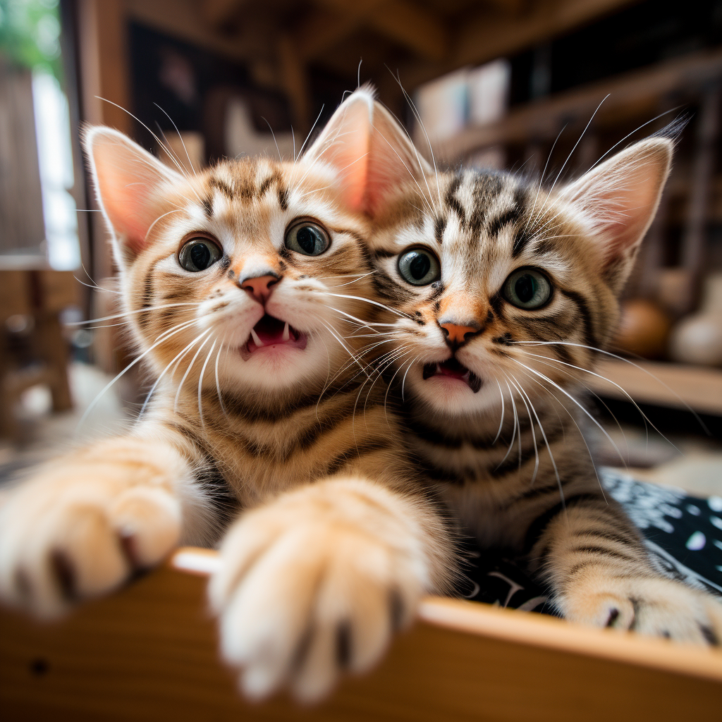 Two adorable kittens taking selfie