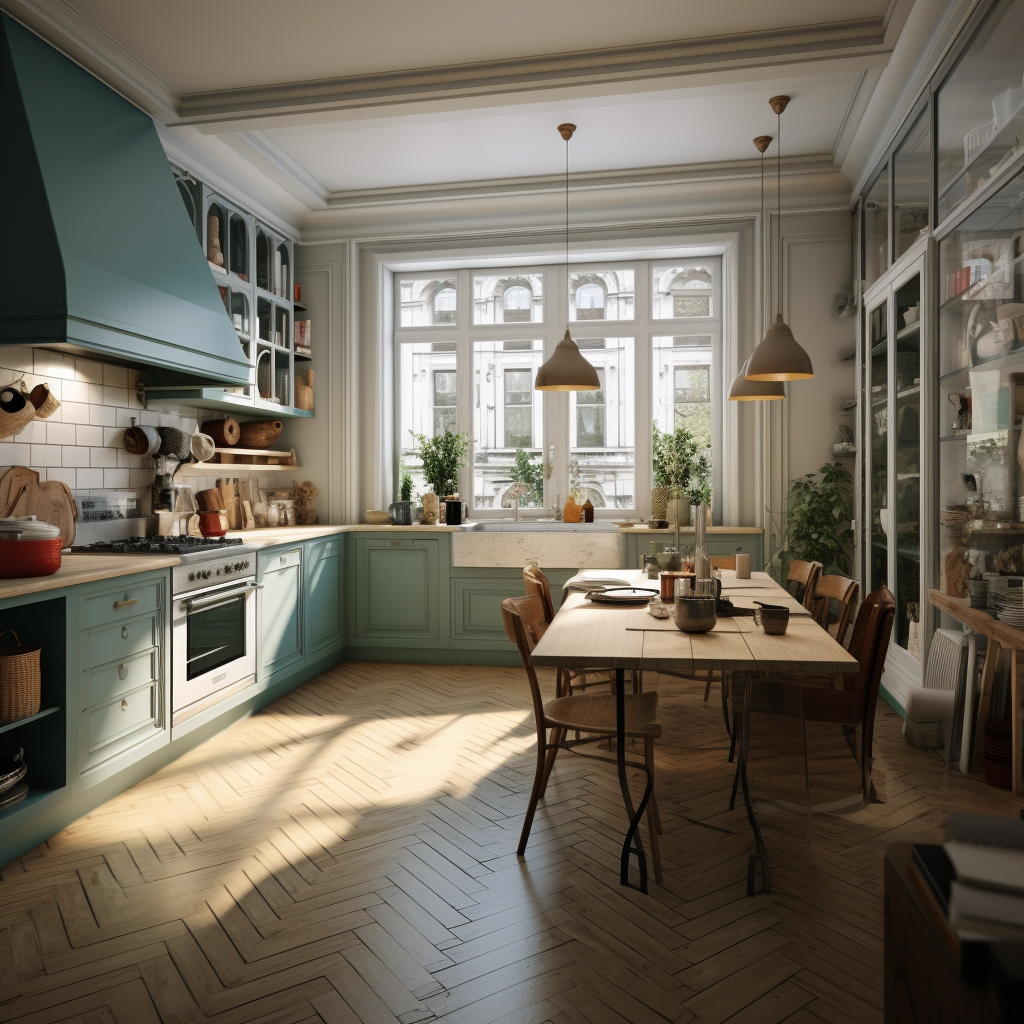 Aesthetic apartment kitchen in France