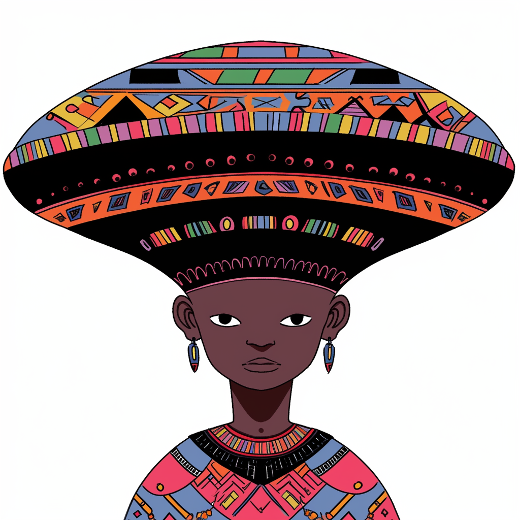 African Village Girl in UFO Shape