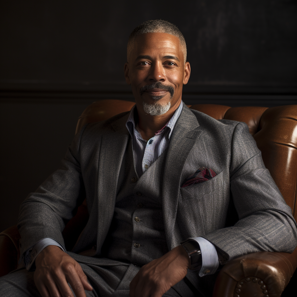 Smiling African American man in upscale home office