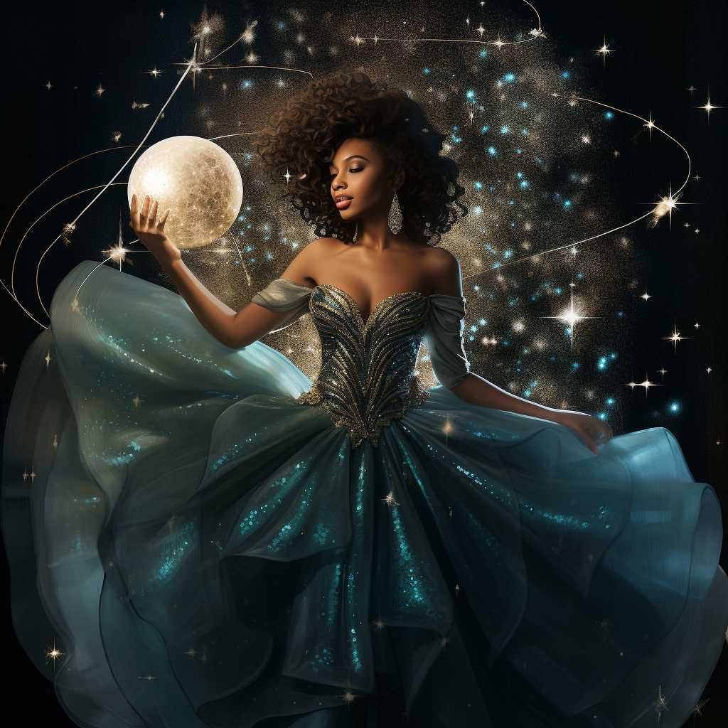 Elegant African American Woman in Ball Gown