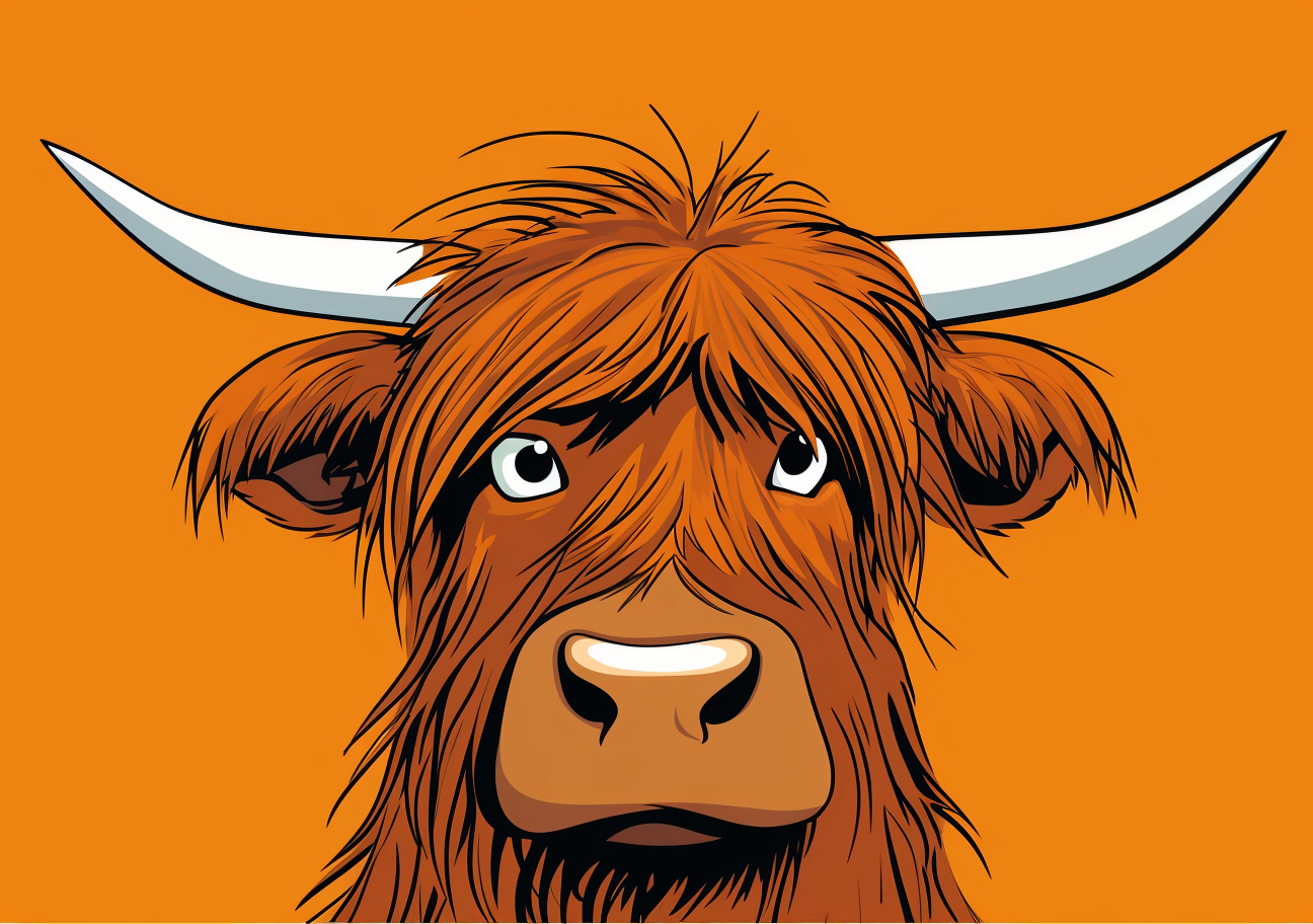 Illustration of AI Highland Cow Head Hybrid