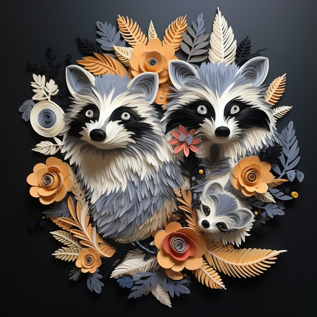 Quilled raccoons with unique fur varieties