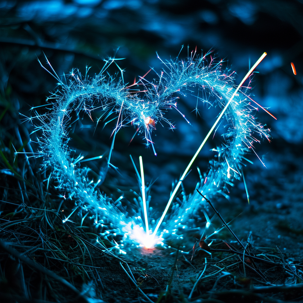 Fireworks creating a heart shape