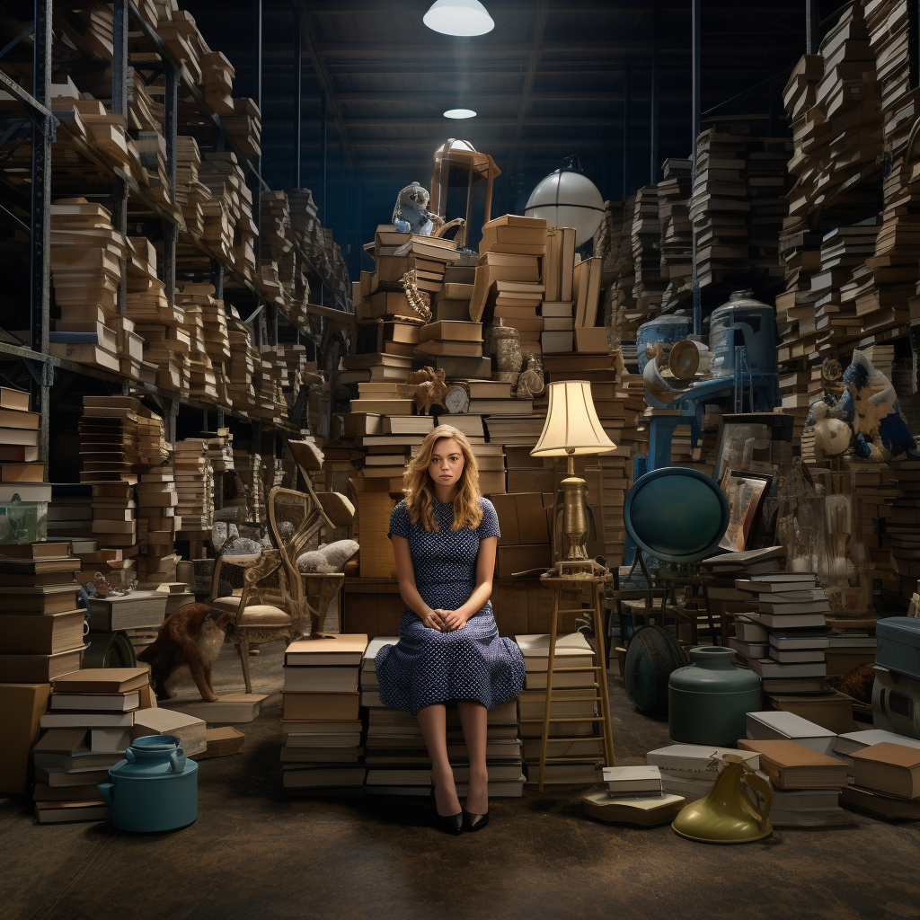 Alice surrounded by industrial wonderland