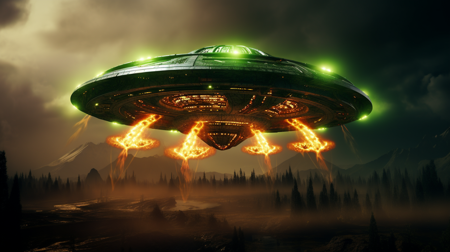 Alien Flying Saucer Firing Green Flame