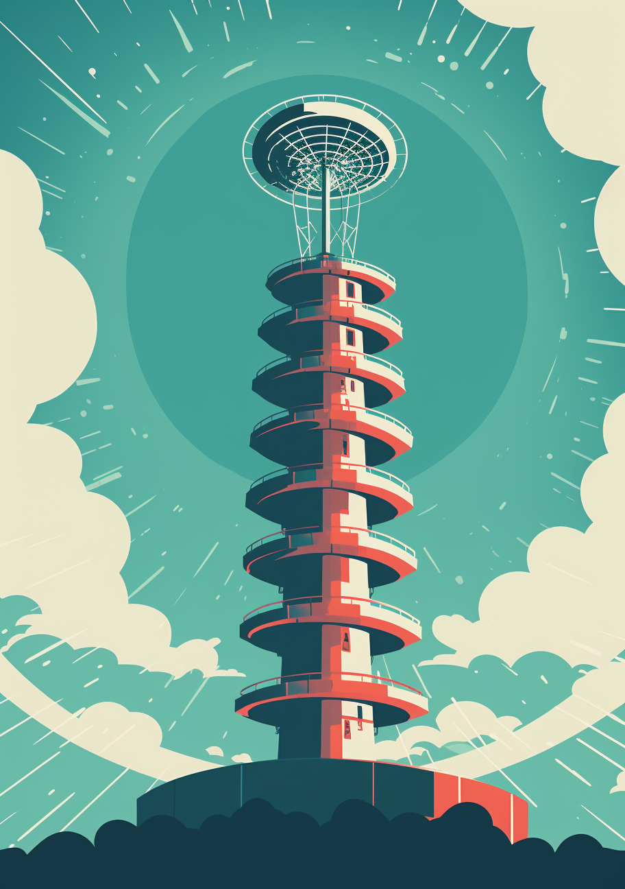 Minimalistic Alien Spiral Tower Poster