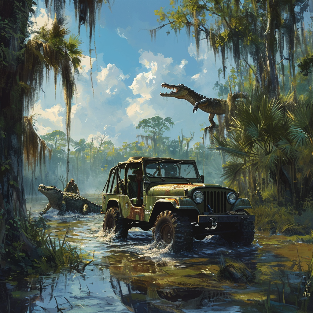 Alligator Riding Swamp Jeep ?