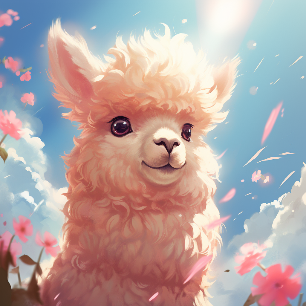 Cute alpaca in Kodomomuke Anime Style