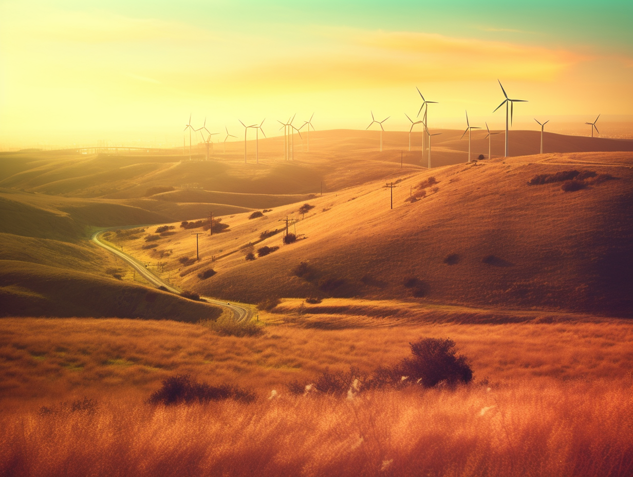 Sunset over Altamont Pass