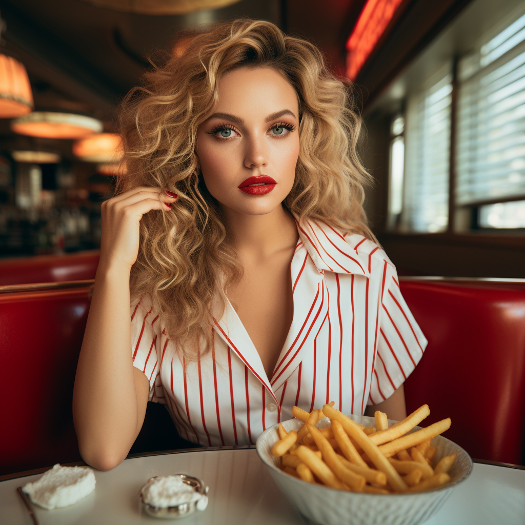 Tempting fries in an American diner