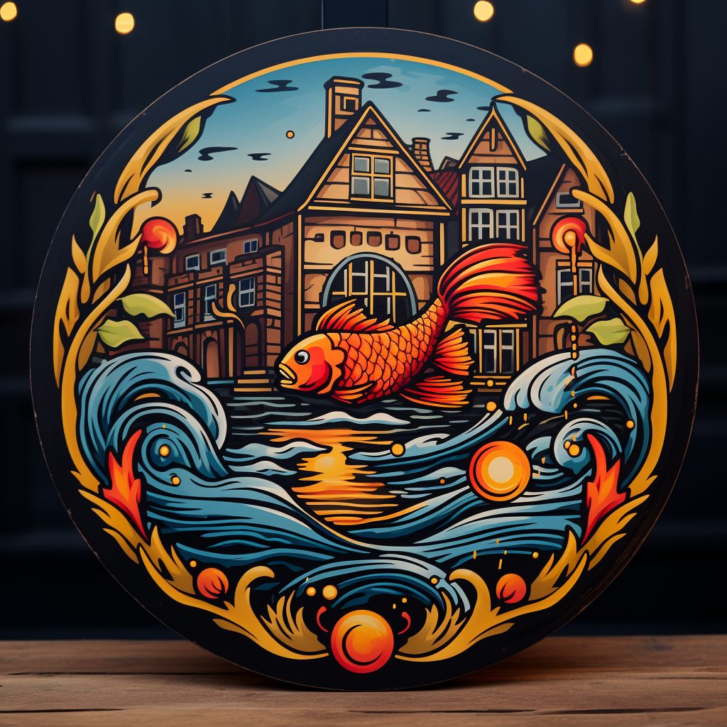 Colorful Amsterdam Brewery with Flaming Ring and Goldfish